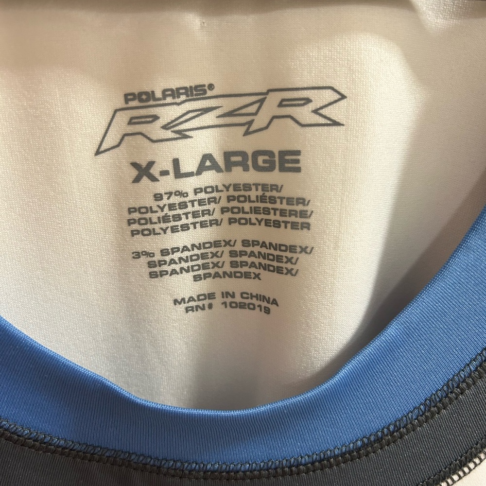 Polaris RZR Mens X Large Sleeveless Athletic Tank Top White‎ Blue - Picture 2 of 3